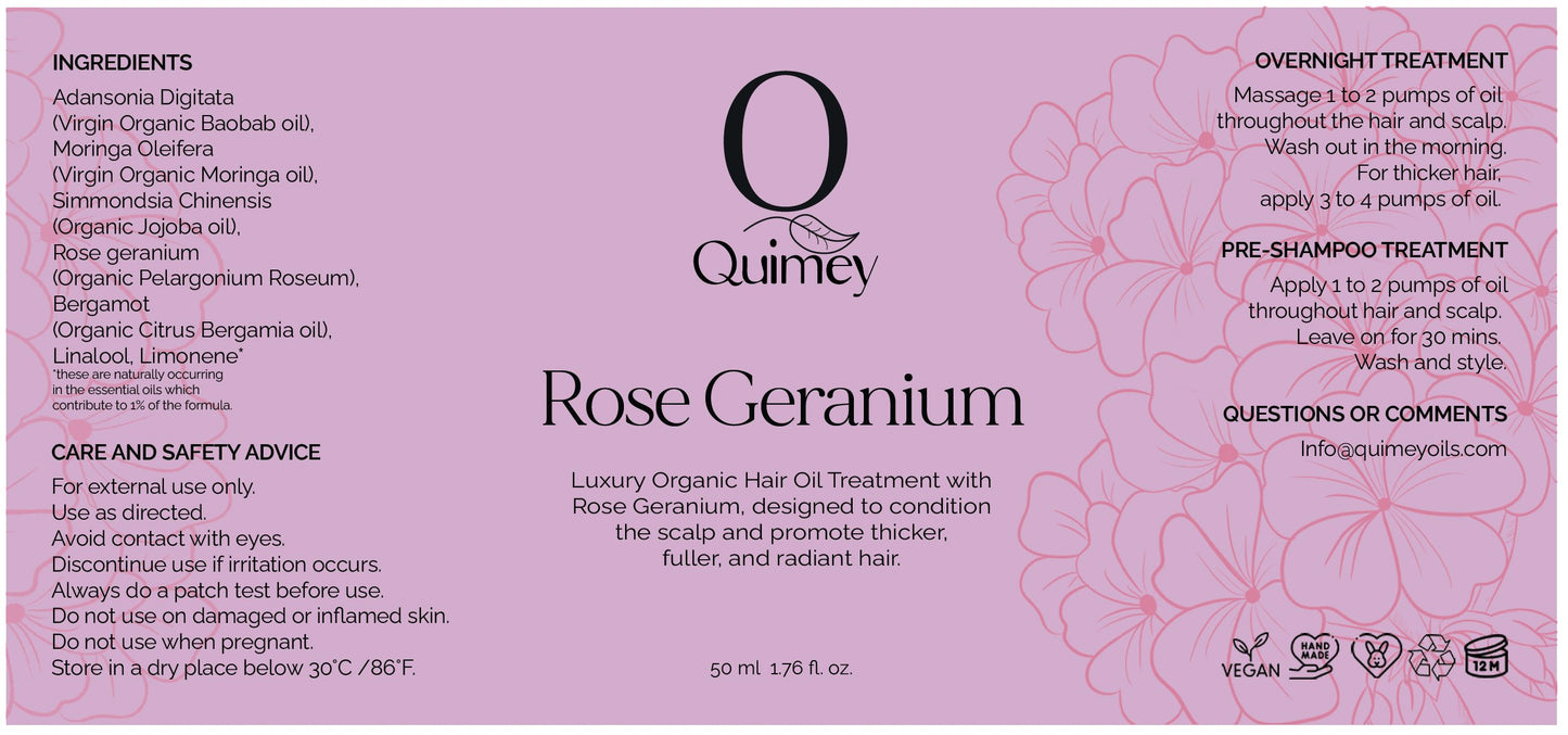 Rose Geranium Organic Hair Oil image 1